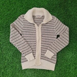 Vintage 90s Wool Zip Cardigan Womens XS/S 17x26 Beige USA